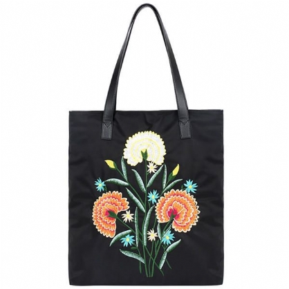 Bolso De Hombro Ligero De Nailon Con Diseño Nacional Floral Para Mujer