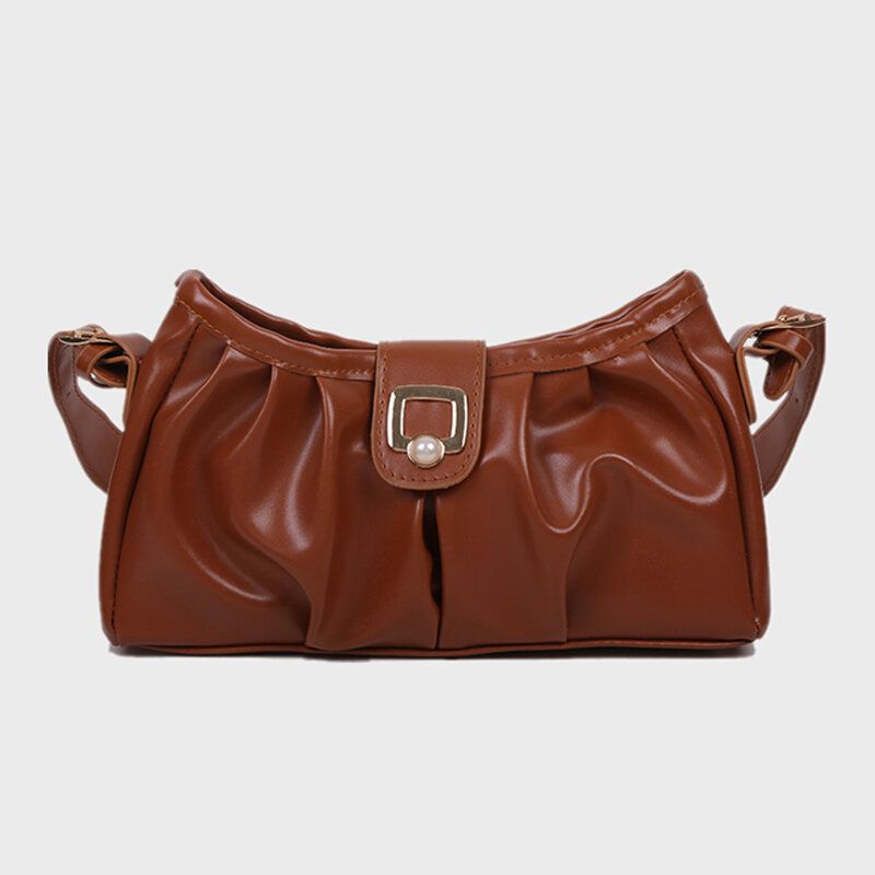 Bolso De Hombro Plegable Informal De Cuero Pu Para Mujer Bolso Bandolera