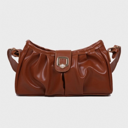 Bolso De Hombro Plegable Informal De Cuero Pu Para Mujer Bolso Bandolera