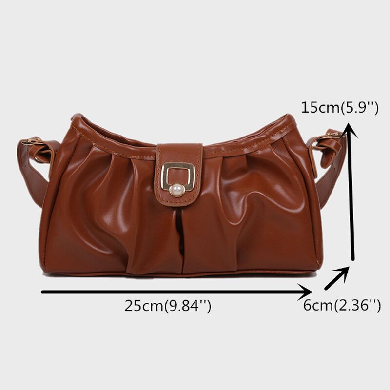 Bolso De Hombro Plegable Informal De Cuero Pu Para Mujer Bolso Bandolera