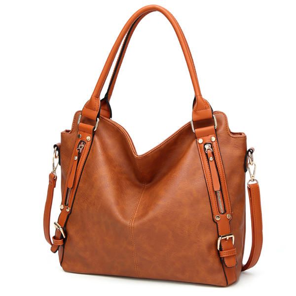 Bolso De Hombro Vintage Para Mujer Bolso De Gran Capacidad Con Bolsillos Frontales Para Tarjetas Con Cremallera