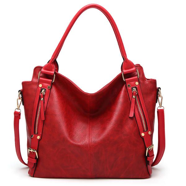 Bolso De Hombro Vintage Para Mujer Bolso De Gran Capacidad Con Bolsillos Frontales Para Tarjetas Con Cremallera