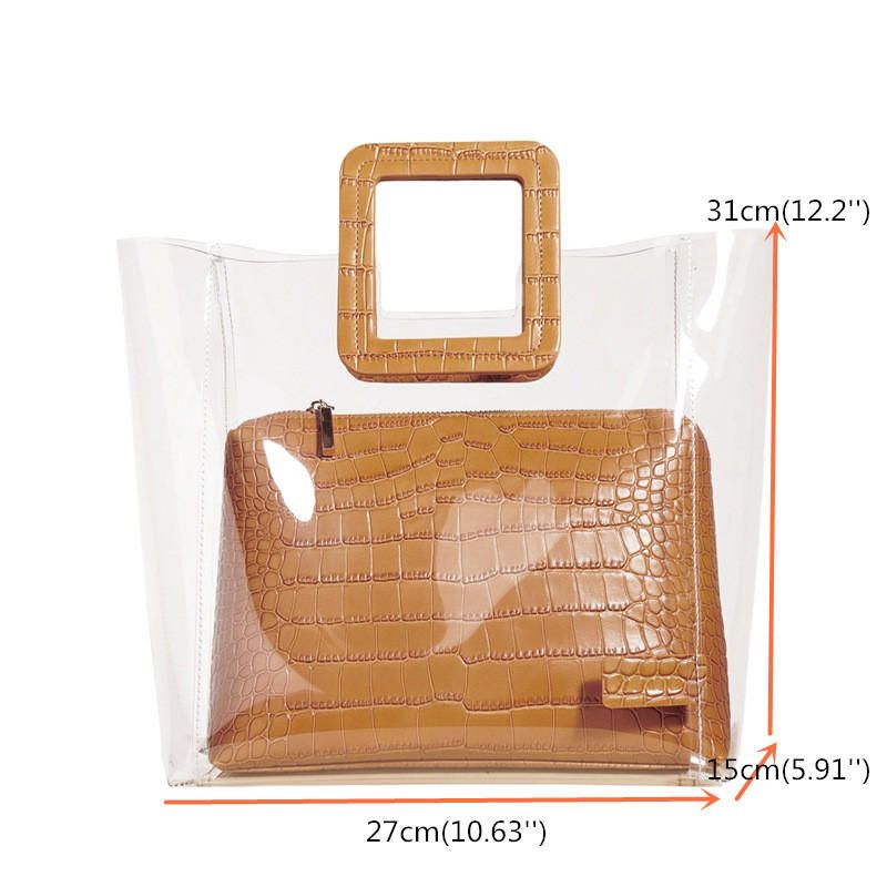 Bolso De Mano De 2 Piezas Con Patrón De Cocodrilo Transparente Para Mujer