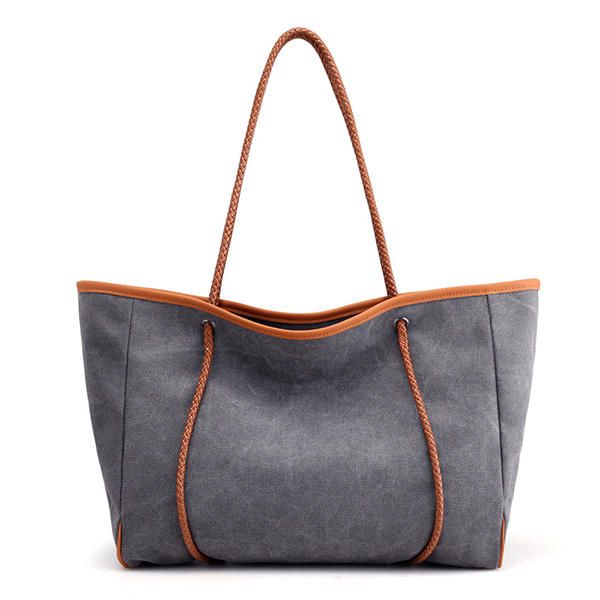 Bolso De Mano En Colores Pastel Minimalista De Lona Para Mujer Bolso De Viaje De Ocio Bolso De Hombro De Gran Capacidad Weekender