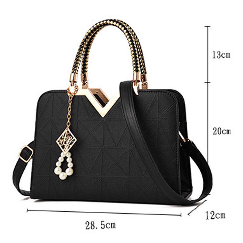 Bolso De Mano Con Asa Superior Dorada Para Mujer Elegante Bolso De Mano Con Colgante De Cuentas