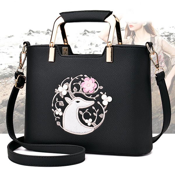 Bolso De Mano Con Bordado Informal Para Mujer Bolso De Hombro De Compras Diario