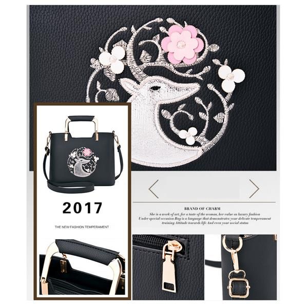 Bolso De Mano Con Bordado Informal Para Mujer Bolso De Hombro De Compras Diario