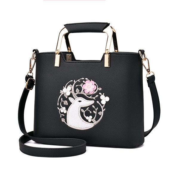 Bolso De Mano Con Bordado Informal Para Mujer Bolso De Hombro De Compras Diario