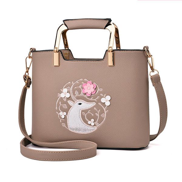 Bolso De Mano Con Bordado Informal Para Mujer Bolso De Hombro De Compras Diario