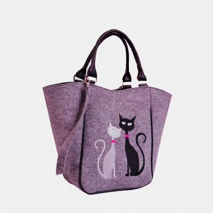 Bolso De Mano Con Diseño De Gato De Gran Capacidad Para Mujer