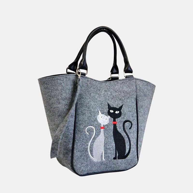 Bolso De Mano Con Diseño De Gato De Gran Capacidad Para Mujer