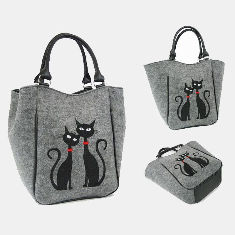 Bolso De Mano Con Diseño De Gato De Gran Capacidad Para Mujer