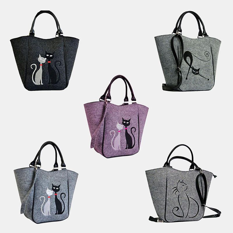 Bolso De Mano Con Diseño De Gato De Gran Capacidad Para Mujer