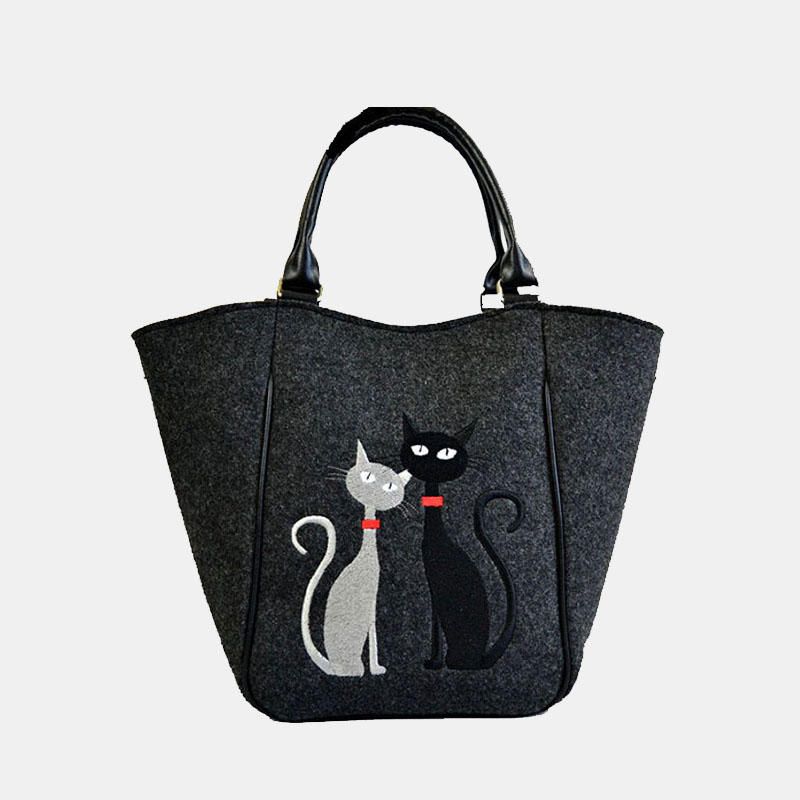 Bolso De Mano Con Diseño De Gato De Gran Capacidad Para Mujer