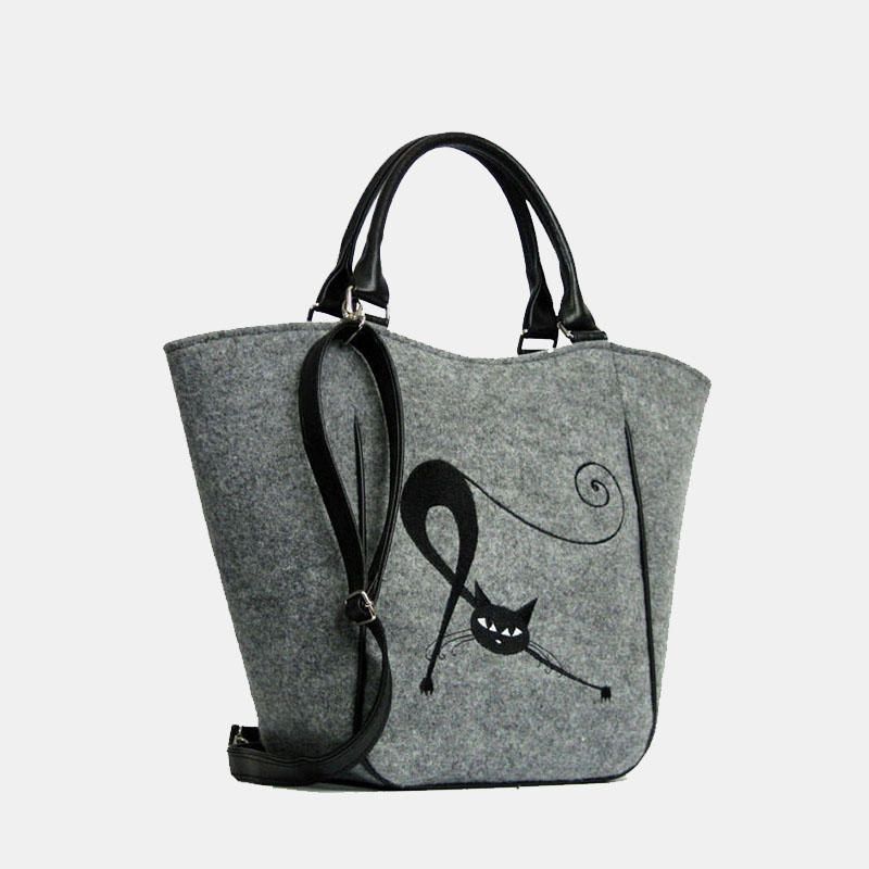 Bolso De Mano Con Diseño De Gato De Gran Capacidad Para Mujer