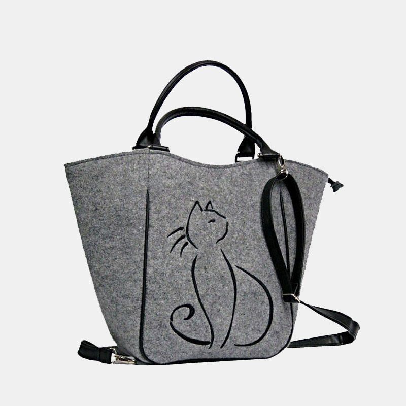 Bolso De Mano Con Diseño De Gato De Gran Capacidad Para Mujer