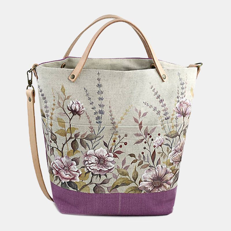 Bolso De Mano Con Estampado Floral De Color De Retazos De Gran Capacidad Lavable Para Mujer Bolso De Hombro Con Correa Desmontable Informal Bolso De Mano