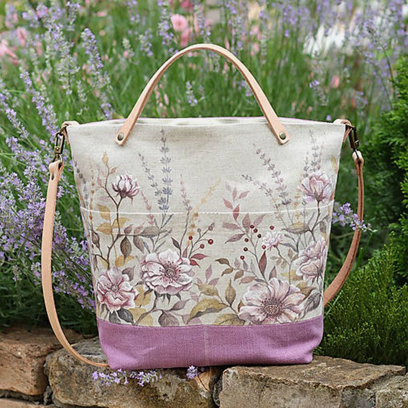 Bolso De Mano Con Estampado Floral De Color De Retazos De Gran Capacidad Lavable Para Mujer Bolso De Hombro Con Correa Desmontable Informal Bolso De Mano