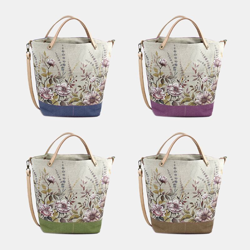 Bolso De Mano Con Estampado Floral De Color De Retazos De Gran Capacidad Lavable Para Mujer Bolso De Hombro Con Correa Desmontable Informal Bolso De Mano