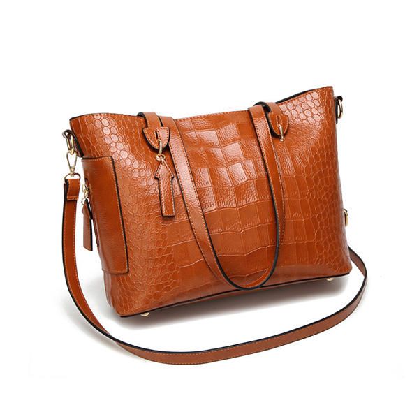 Bolso De Mano Con Patrón De Cocodrilo Para Mujer Bolso Bandolera Informal De Gran Capacidad