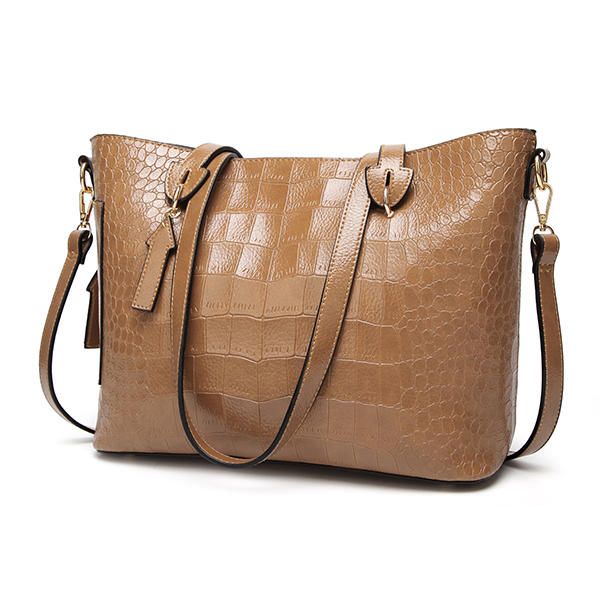 Bolso De Mano Con Patrón De Cocodrilo Para Mujer Bolso Bandolera Informal De Gran Capacidad