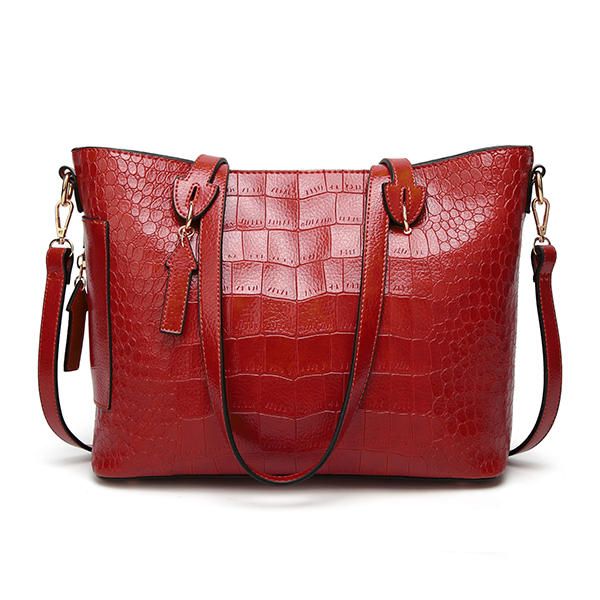 Bolso De Mano Con Patrón De Cocodrilo Para Mujer Bolso Bandolera Informal De Gran Capacidad