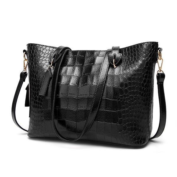 Bolso De Mano Con Patrón De Cocodrilo Para Mujer Bolso Bandolera Informal De Gran Capacidad