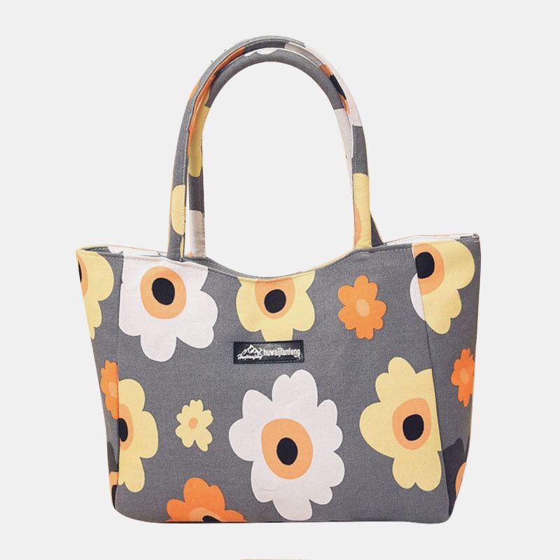 Bolso De Mano Con Rayas De Flores Impermeables De Gran Capacidad Para Mujer