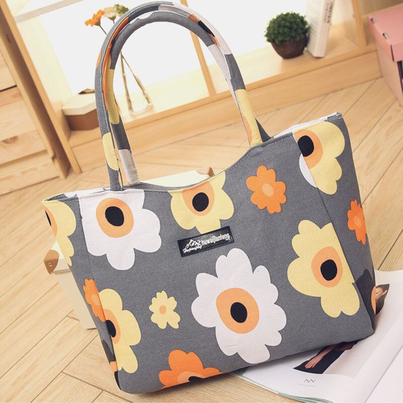 Bolso De Mano Con Rayas De Flores Impermeables De Gran Capacidad Para Mujer