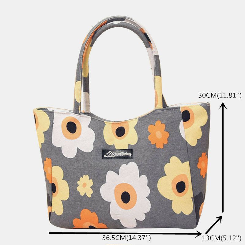 Bolso De Mano Con Rayas De Flores Impermeables De Gran Capacidad Para Mujer