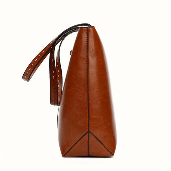 Bolso De Mano De Cuero De Aceite Para Mujer Bolso Bandolera Retro