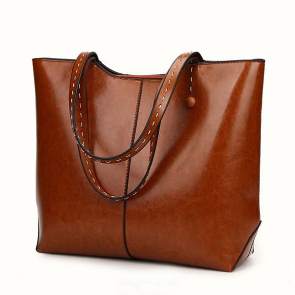 Bolso De Mano De Cuero De Aceite Para Mujer Bolso Bandolera Retro