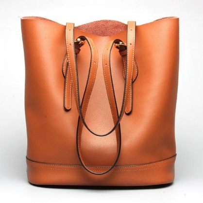 Bolso De Mano De Cuero Genuino Para Mujer Bolso De Mano De Gama Alta Bolso De Cubo