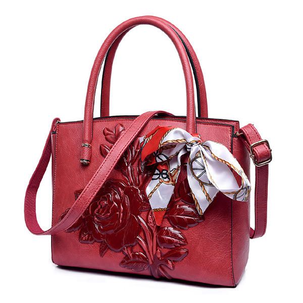 Bolso De Mano Floral Vintage Para Mujer Bolso Bandolera De Cuero Suave Nacional