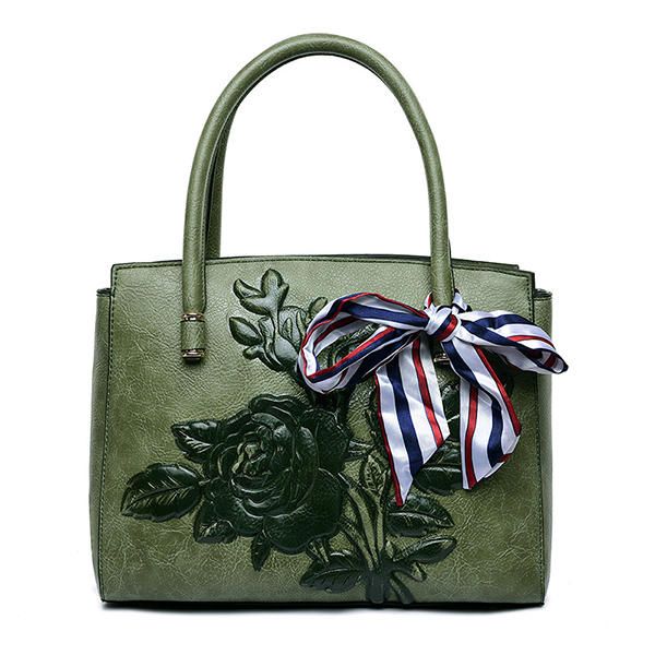 Bolso De Mano Floral Vintage Para Mujer Bolso Bandolera De Cuero Suave Nacional