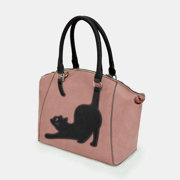 Bolso De Mano De Gato De Gran Capacidad De Moda De Piel Sintética Para Mujer