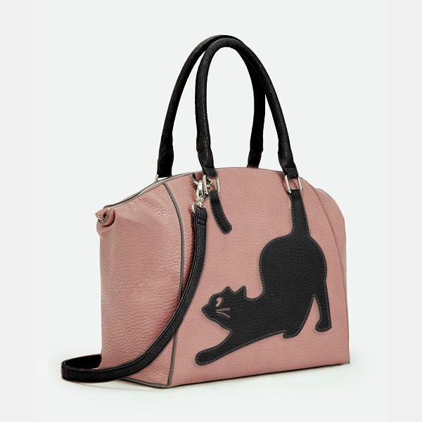 Bolso De Mano De Gato De Gran Capacidad De Moda De Piel Sintética Para Mujer