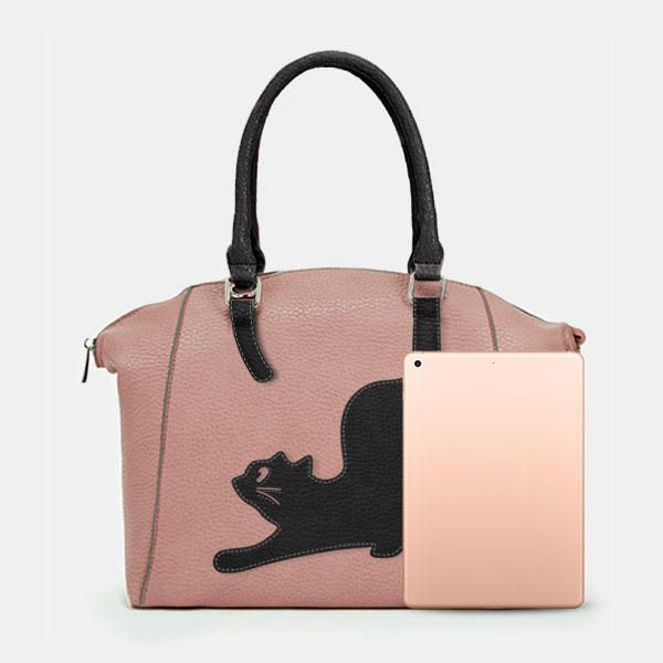 Bolso De Mano De Gato De Gran Capacidad De Moda De Piel Sintética Para Mujer