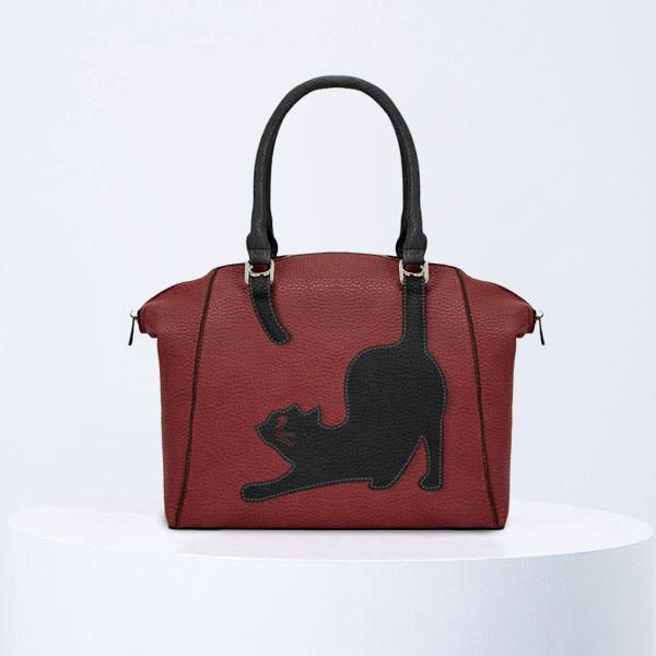 Bolso De Mano De Gato De Gran Capacidad De Moda De Piel Sintética Para Mujer