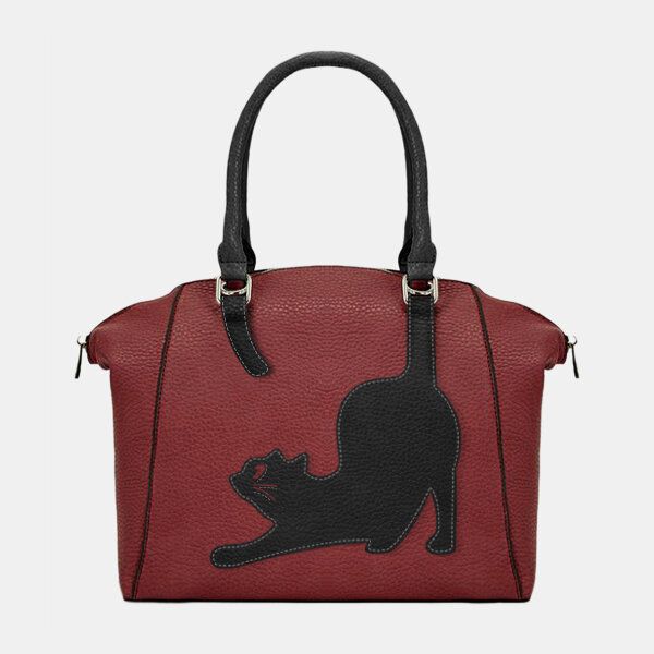 Bolso De Mano De Gato De Gran Capacidad De Moda De Piel Sintética Para Mujer