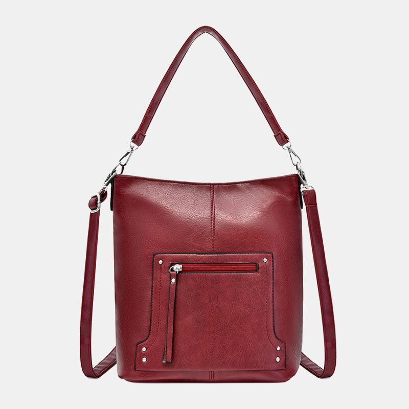 Bolso De Mano De Gran Capacidad Retro De Piel Sintética Para Mujer