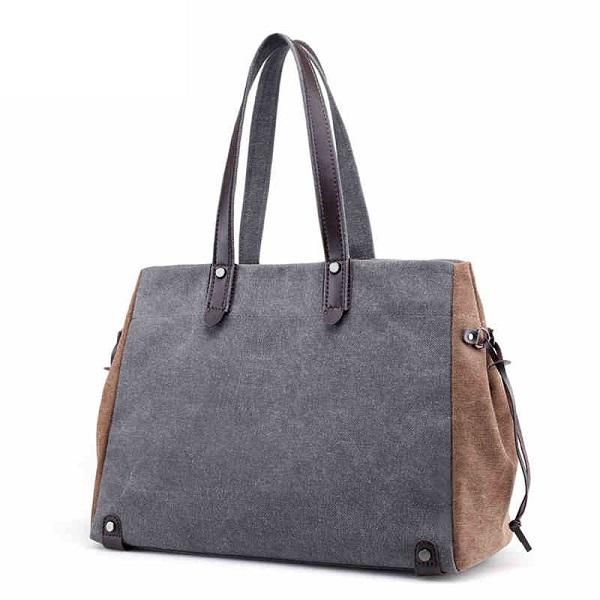 Bolso De Mano De Lona De Calidad Para Mujer Informal De Gran Capacidad Con Bloques De Color