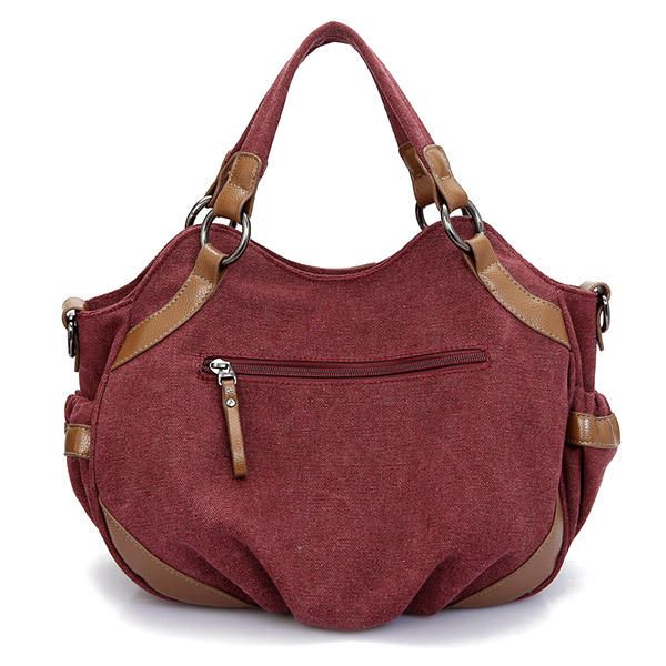 Bolso De Mano De Lona Para Mujer Bolso De Hombro De Dama Retro Bolso Bandolera De Satchel