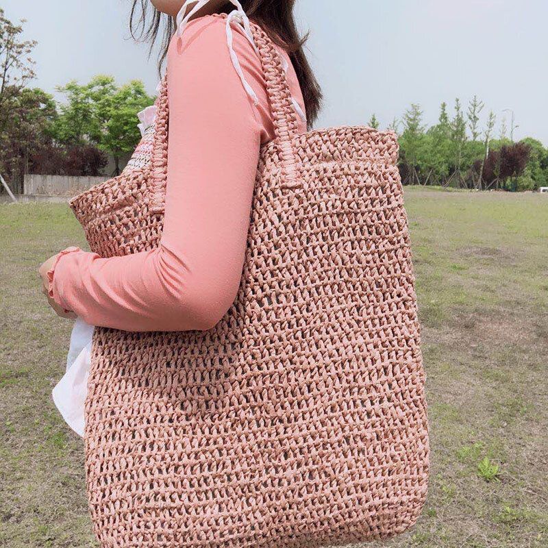 Bolso De Mano De Paja De Gran Capacidad De Viaje De Playa De Verano Para Mujer