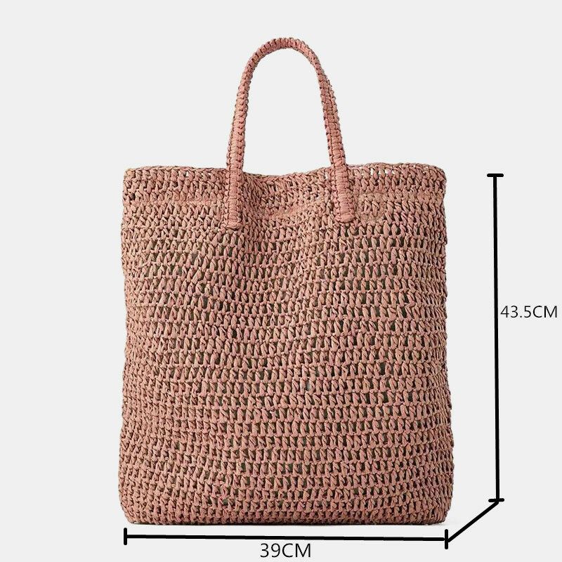 Bolso De Mano De Paja De Gran Capacidad De Viaje De Playa De Verano Para Mujer