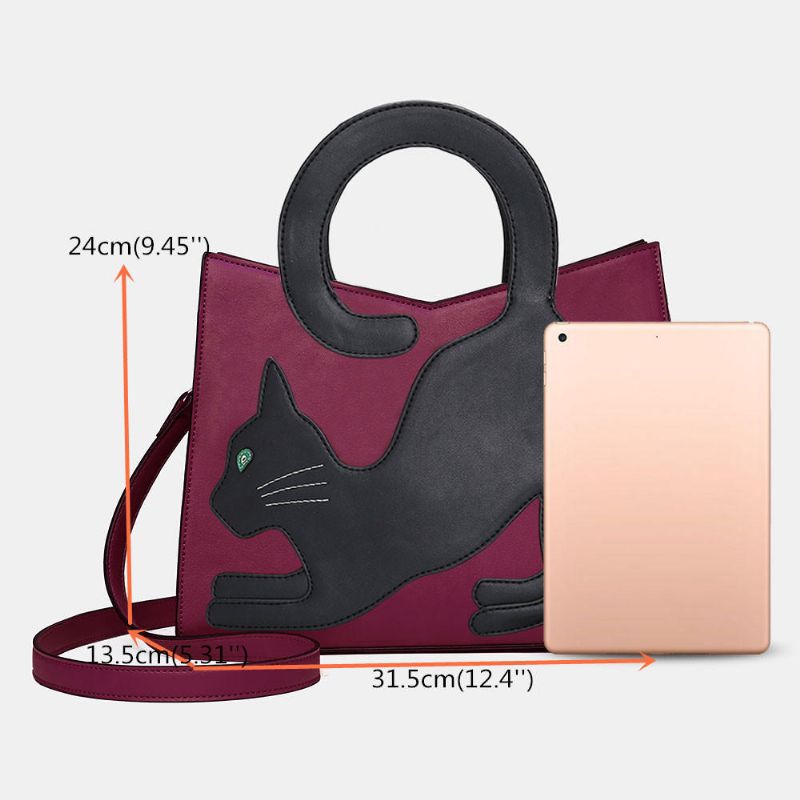 Bolso De Mano De Patchwork Con Patrón De Gato Lindo De Moda Para Mujer