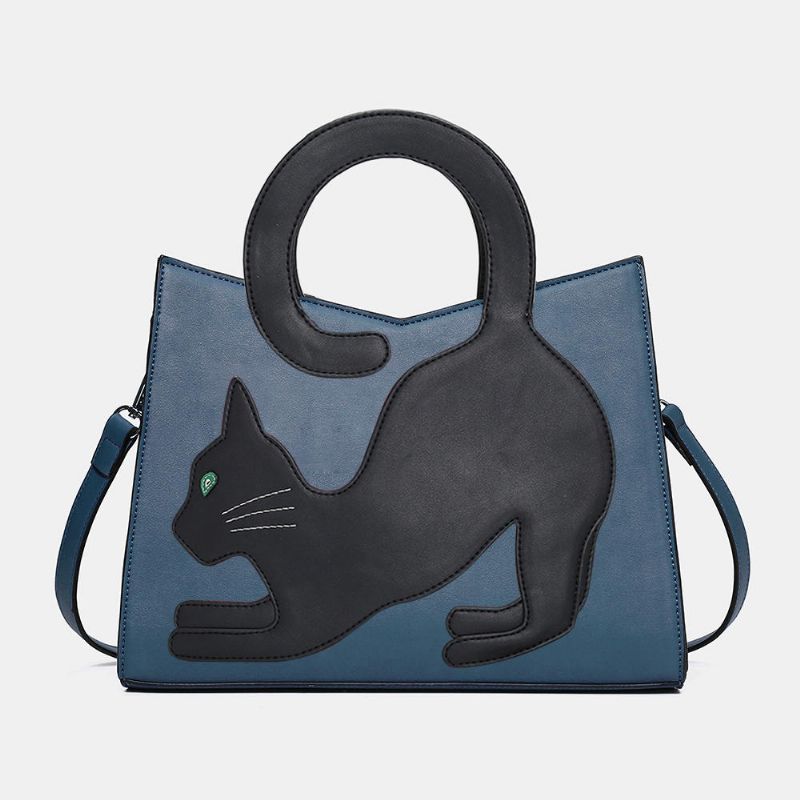 Bolso De Mano De Patchwork Con Patrón De Gato Lindo De Moda Para Mujer