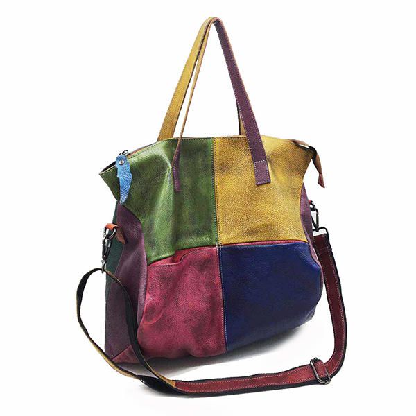 Bolso De Mano De Piel De Vaca De Cuero Genuino Para Mujer Crossbody Retro Bolso De Costura Hecho A Mano