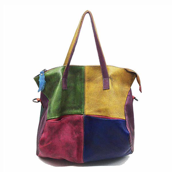 Bolso De Mano De Piel De Vaca De Cuero Genuino Para Mujer Crossbody Retro Bolso De Costura Hecho A Mano