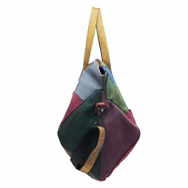 Bolso De Mano De Piel De Vaca De Cuero Genuino Para Mujer Crossbody Retro Bolso De Costura Hecho A Mano